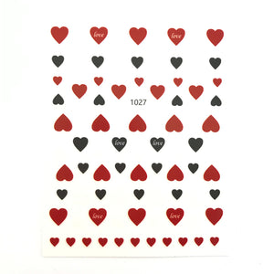 Self Adhesive Decals | Red, Black, White Hearts