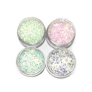 White Iridescent Glitter 4pk | Lula Beauty
